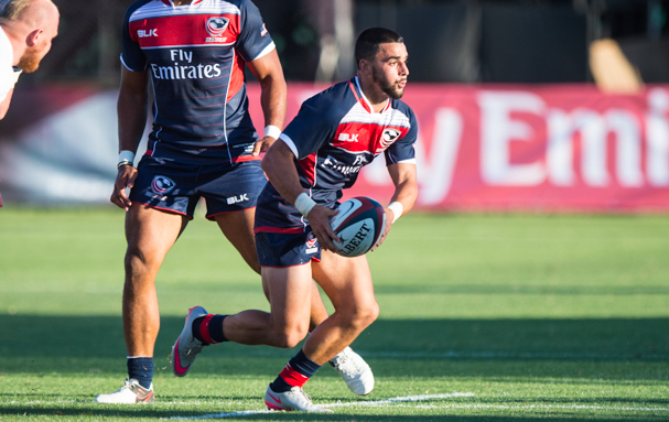 Nate Augspurger in action for the USA rugby team in 2016. David Barpal for Goff Rugby Report photo.