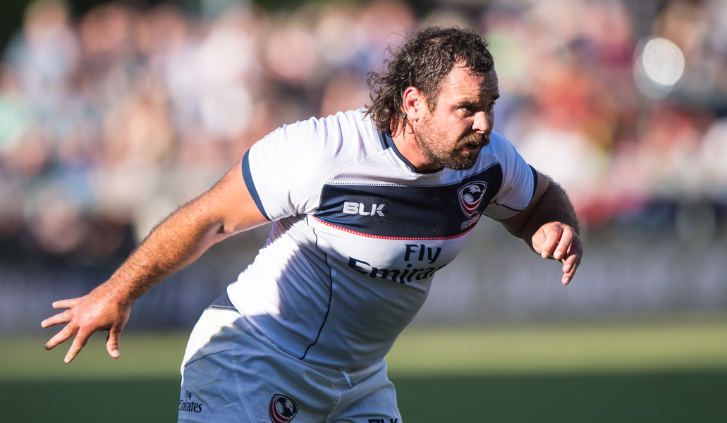 Chris Baumann in action for the USA rugby team in 2016. David Barpal for Goff Rugby Report photo.
