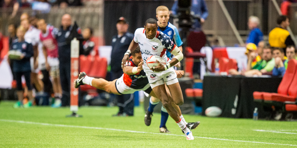 USA Men's rugby team at the Canada 7s March 11 2017. David Barpal photo.