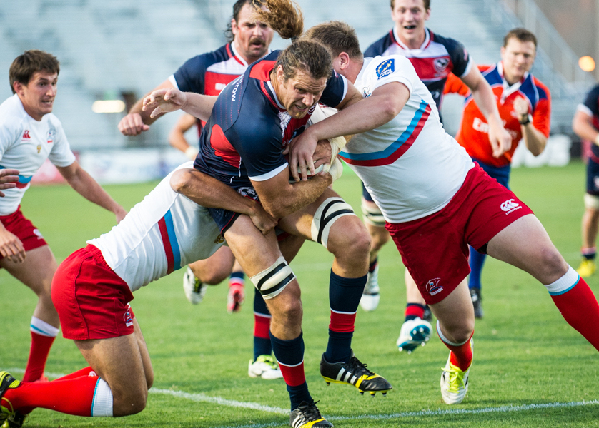 Todd Clever in action for the USA rugby team in 2016. David Barpal for Goff Rugby Report photo.