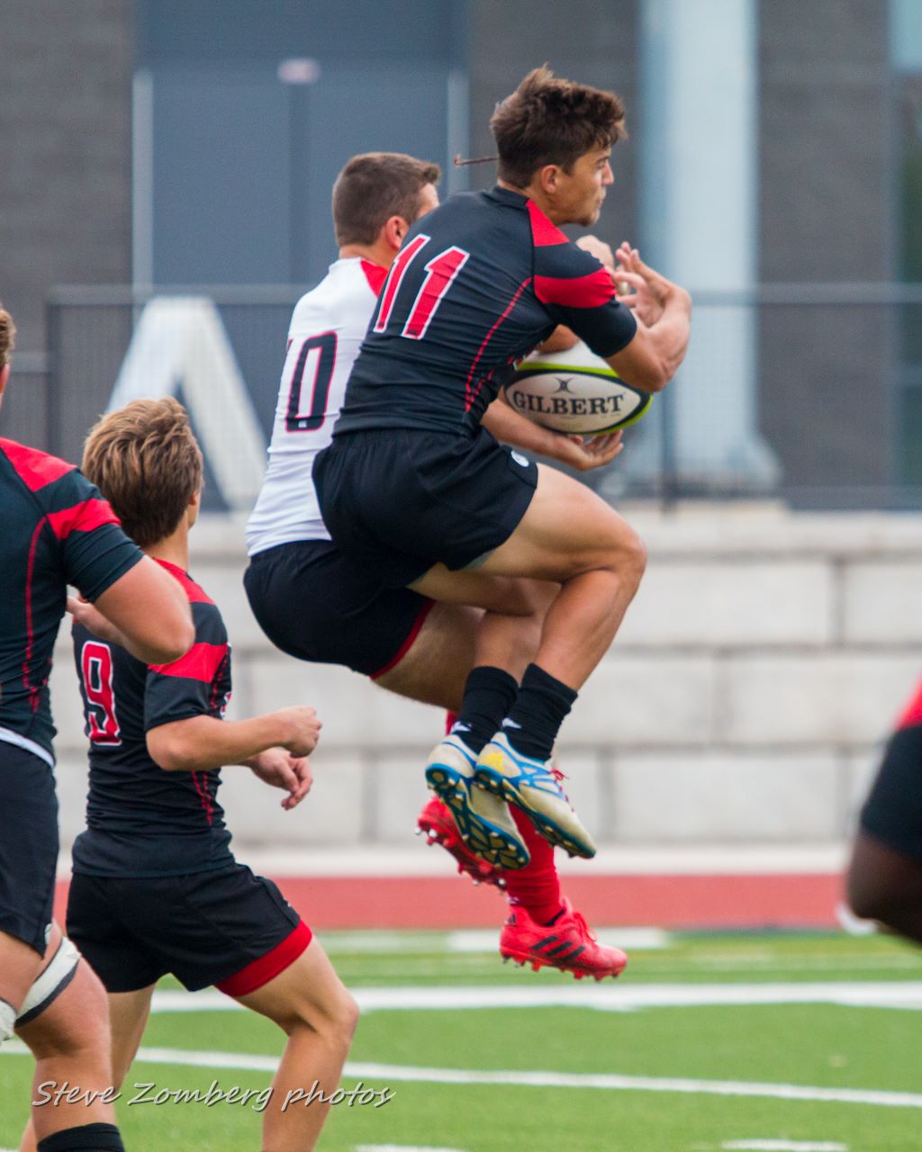 Davenport University rugby, in white, against Arkansas State October 29, 2016. DU won 15-12. Steven Zomberg photo.