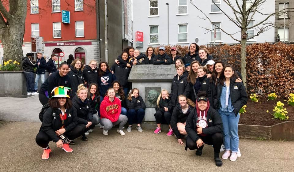 Lindenwood University women's rugby on tour in Ireland with Irish Rugby Tours.