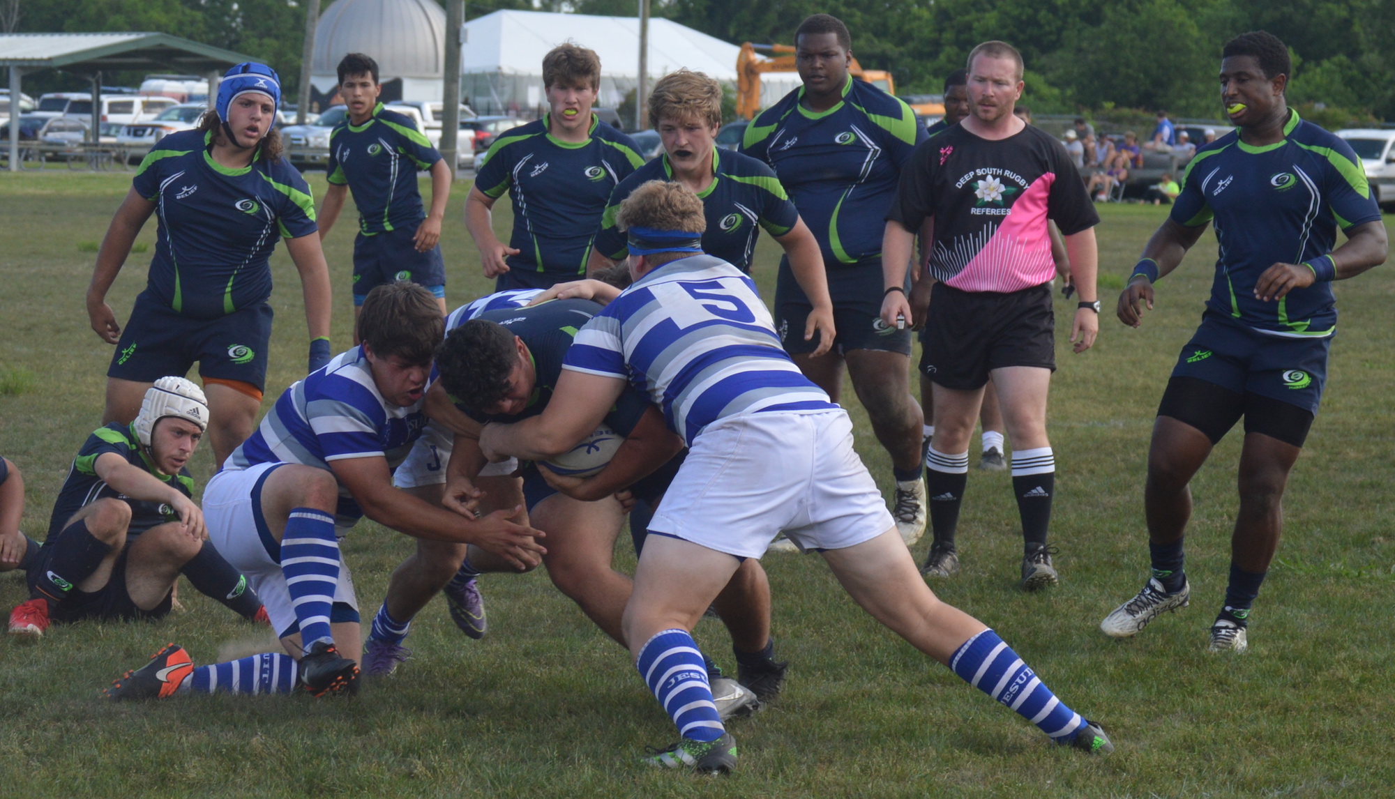 Louisiana State HS Rugby Final 2017. Jesuit Blue Jays v Bayou Hurricanes. Paul Beckmann photo.