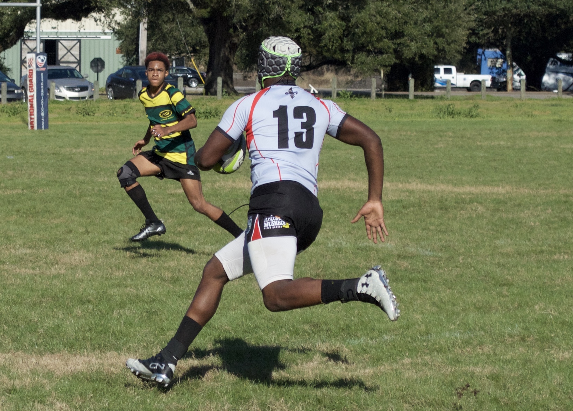 NOLA Barbarians Rugby Center Johnny Mariano finds some space. Jon Turner photo.