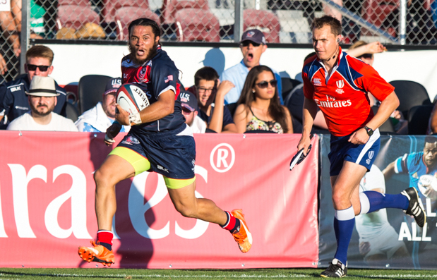 Mike Te'o in action for the USA rugby team in 2016. David Barpal for Goff Rugby Report photo.