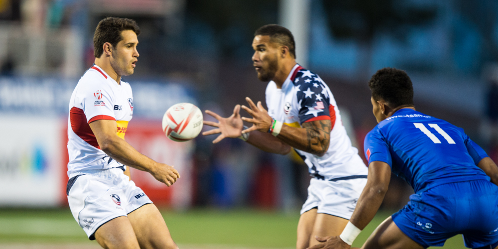 USA 7s 2017. USA Rugby team in action v Samoa March 3 2017. David Barpal photo for Goff Rugby Report