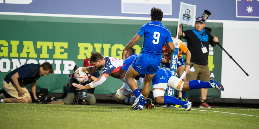 USA 7s 2017. USA Rugby team in action v Samoa March 3 2017. David Barpal photo for Goff Rugby Report