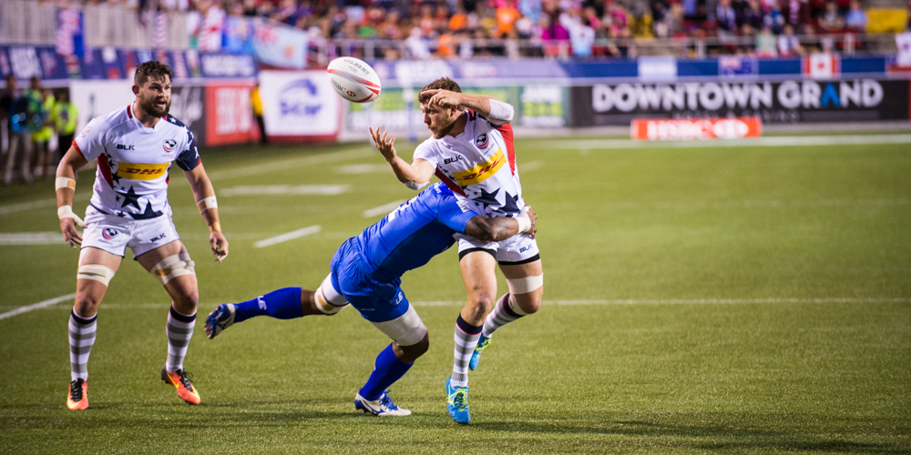 USA 7s 2017. USA Rugby team in action v Samoa March 3 2017. David Barpal photo for Goff Rugby Report