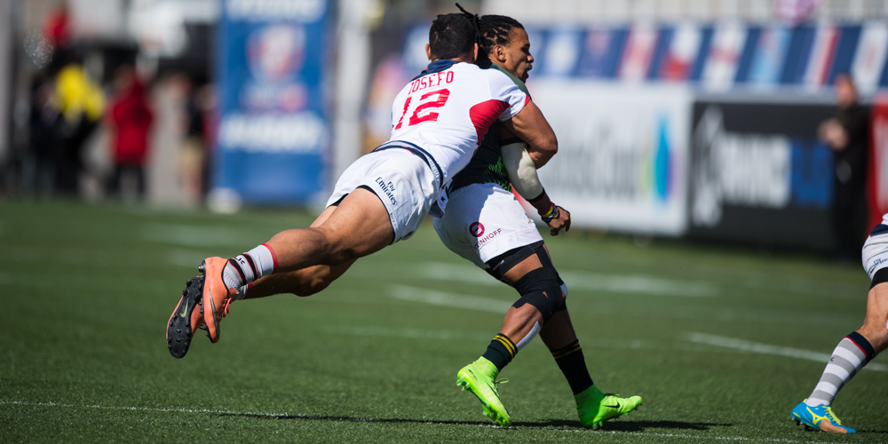 USA 7s rugby team at the 2017 USA 7s in Las Vegas. David Barpal photo.