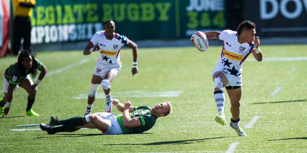 USA 7s rugby team at the 2017 USA 7s in Las Vegas. David Barpal photo.