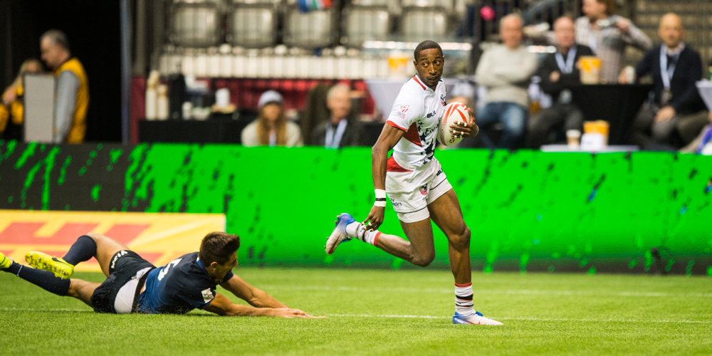 USA 7s team at the Canada 7s rugby tournament 2017. David Barpal photos for Goff Rugby Report.