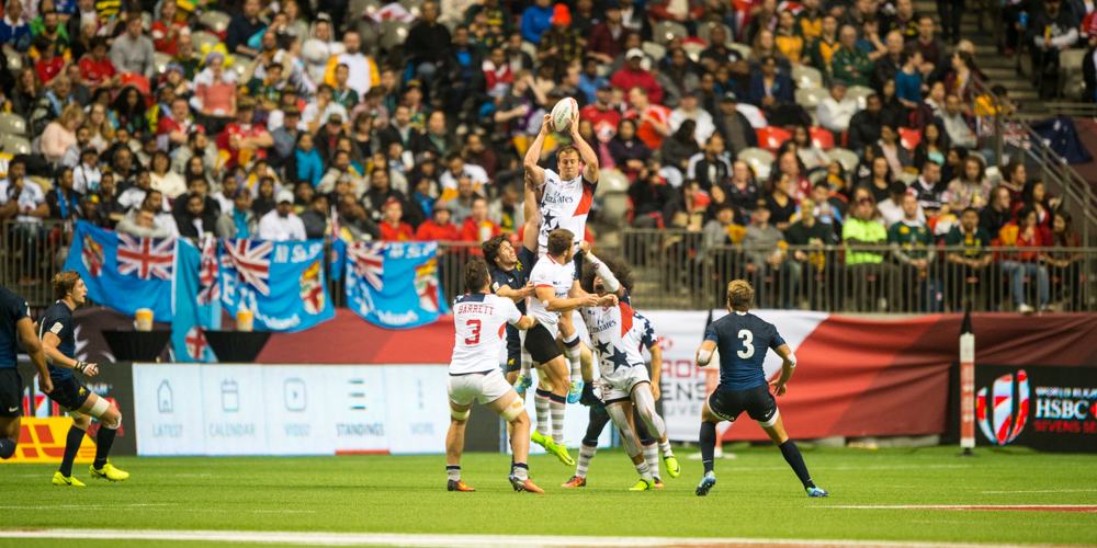 USA 7s team at the Canada 7s rugby tournament 2017. David Barpal photos for Goff Rugby Report.