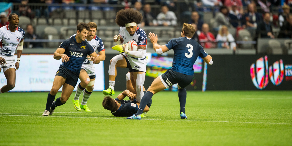 USA 7s team at the Canada 7s rugby tournament 2017. David Barpal photos for Goff Rugby Report.