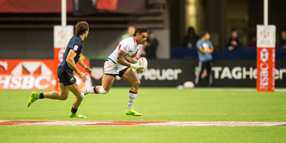 USA 7s team at the Canada 7s rugby tournament 2017. David Barpal photos for Goff Rugby Report.