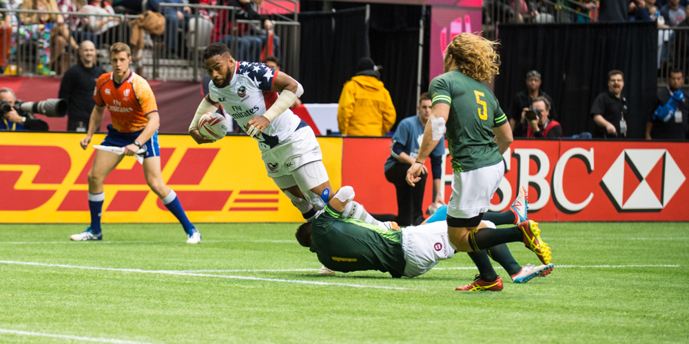 USA 7s team at the Canada 7s rugby tournament 2017. David Barpal photos for Goff Rugby Report.