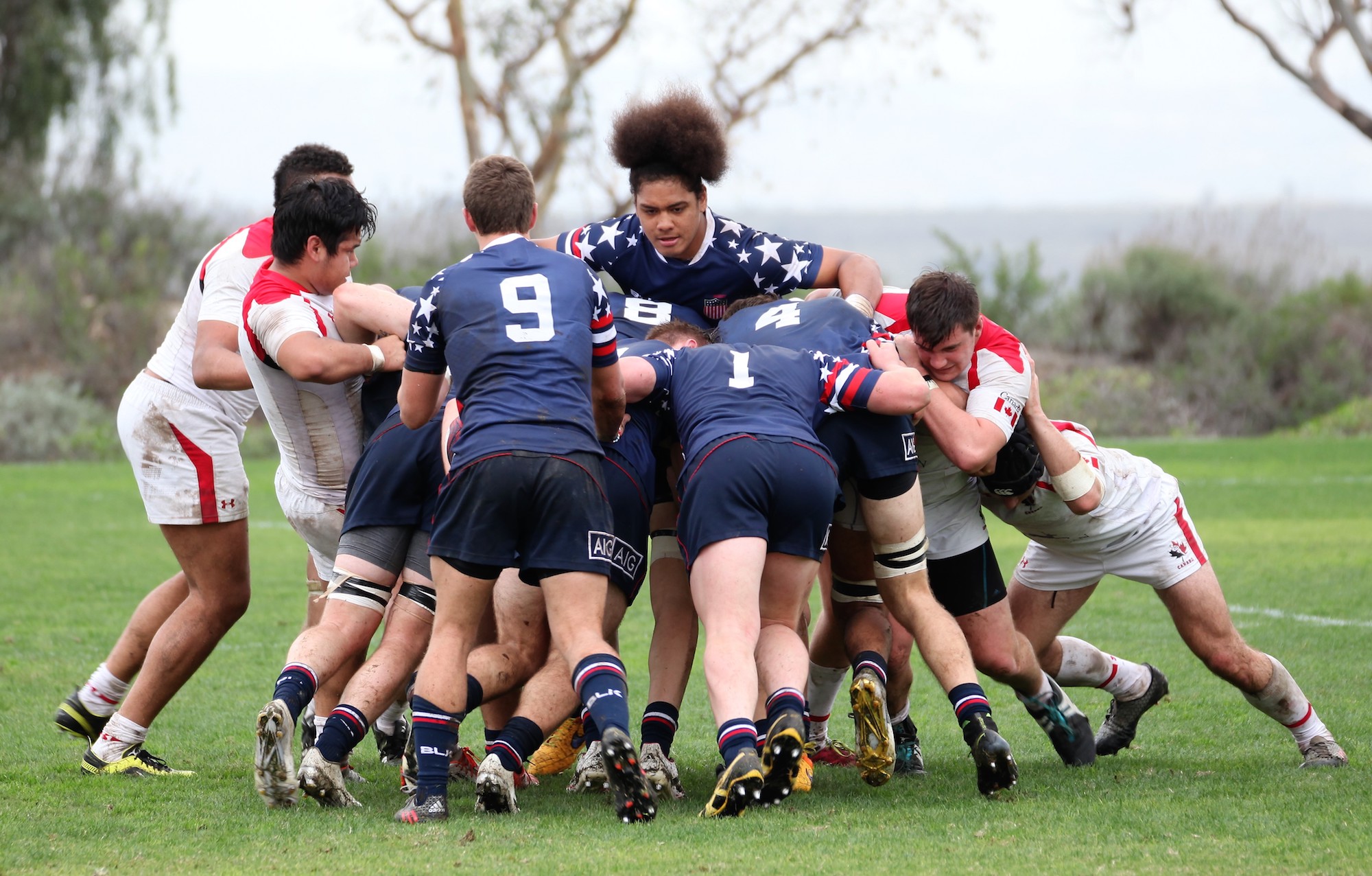 Maul for USA U19s rugby team in 2017. Ed Petersen photo.