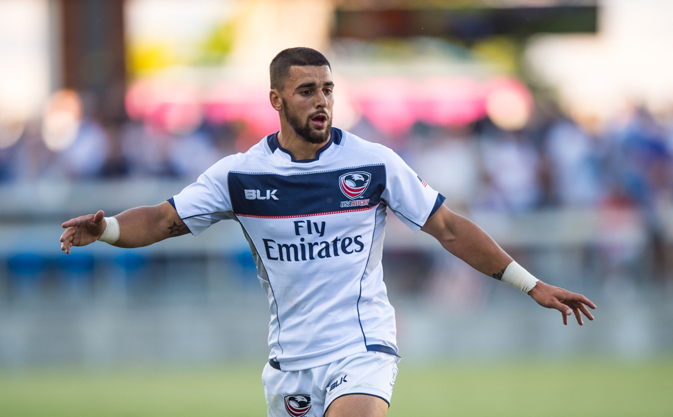 Nate Augspurger in action for the USA Men's National rugby team against Italy June 2016. David Barpal photo.