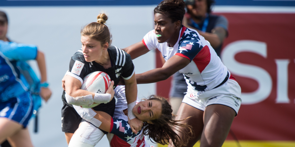 USA Women's 7s rugby team at the USA 7s in Las Vegas March 4 2017. David Barpal photo for Goff Rugby Report.