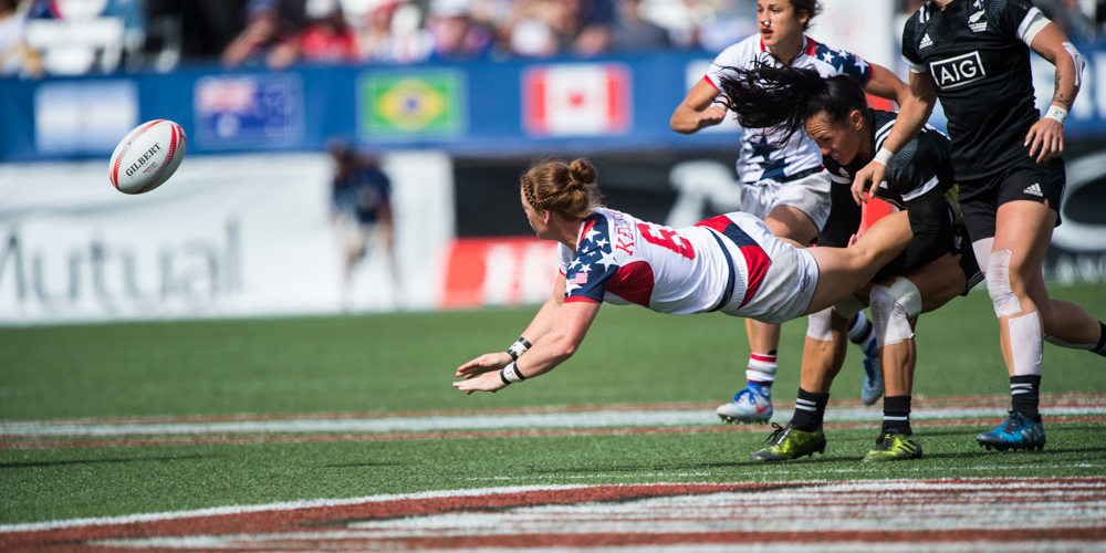 USA Women's 7s rugby team at the USA 7s in Las Vegas March 4 2017. David Barpal photo for Goff Rugby Report.