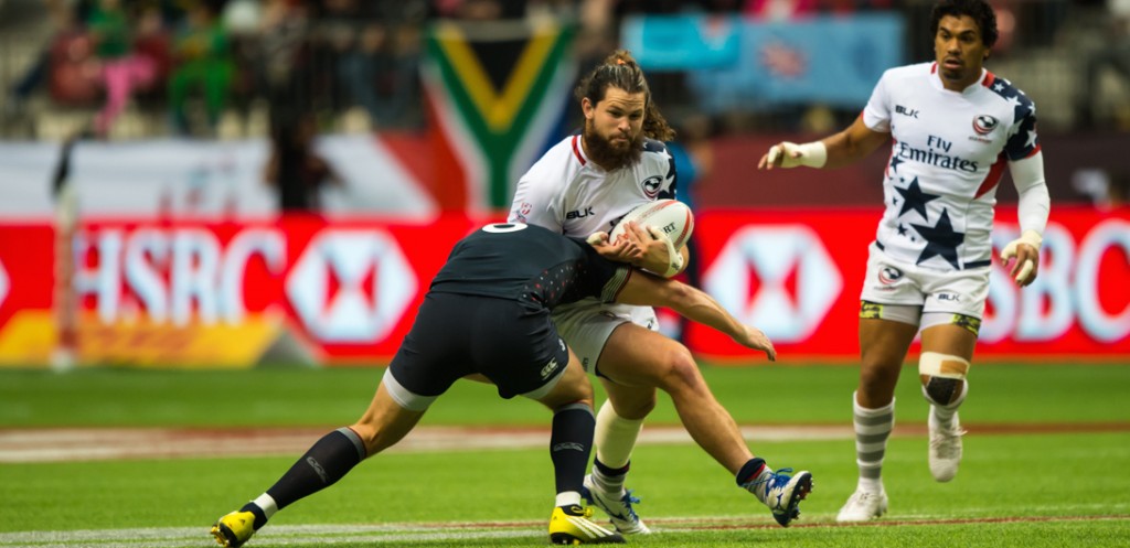 Danny Barrett at the Canada 7s in Vancouver March 2016. David Barpal for Goff Rugby Report photo.