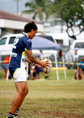 Psalm Wooching playing rugby for the Kona Bulls.