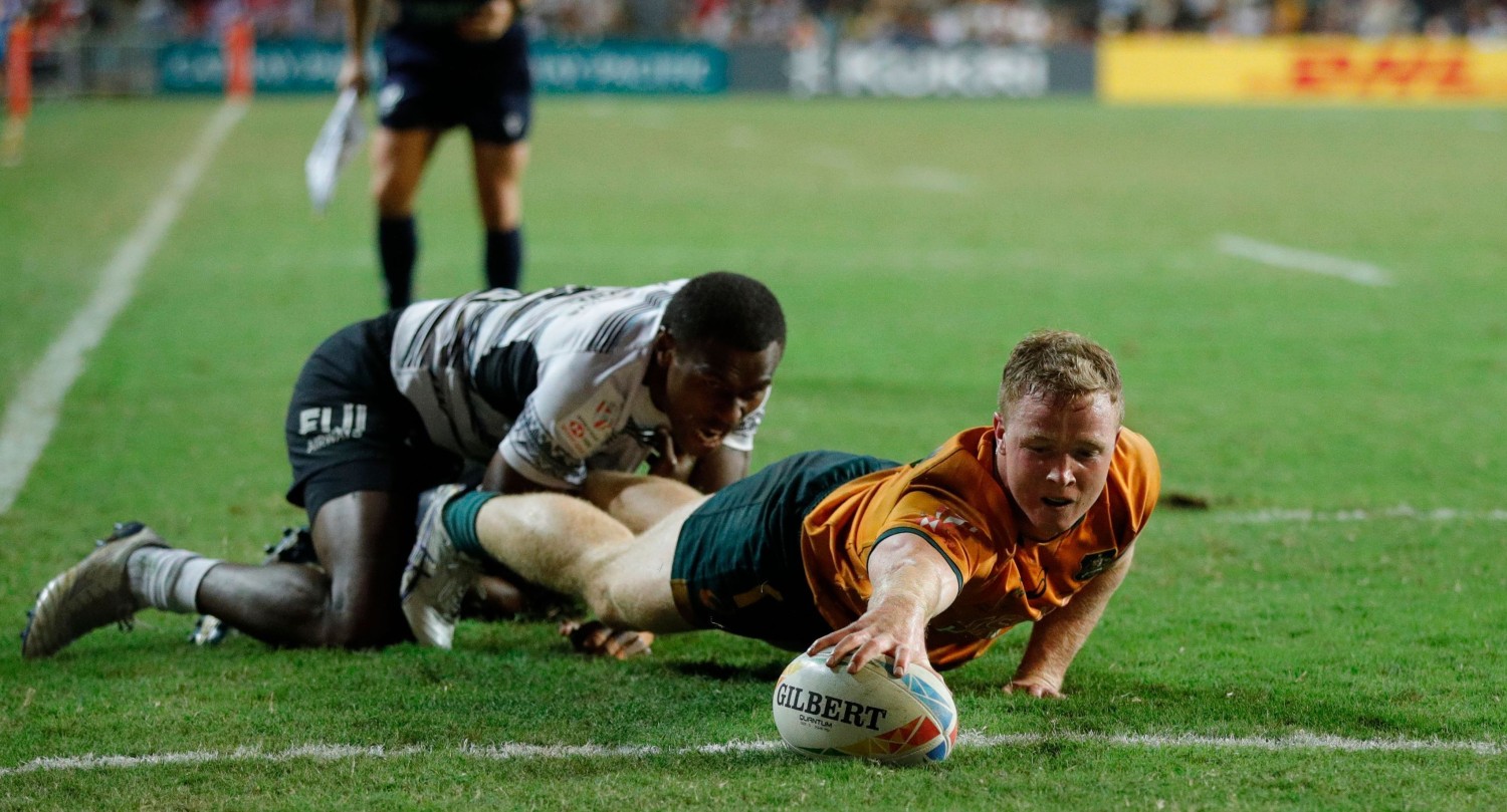 Australia during the 2022 Hong Kong 7s. Mike Lee KLC fotos for World Rugby.