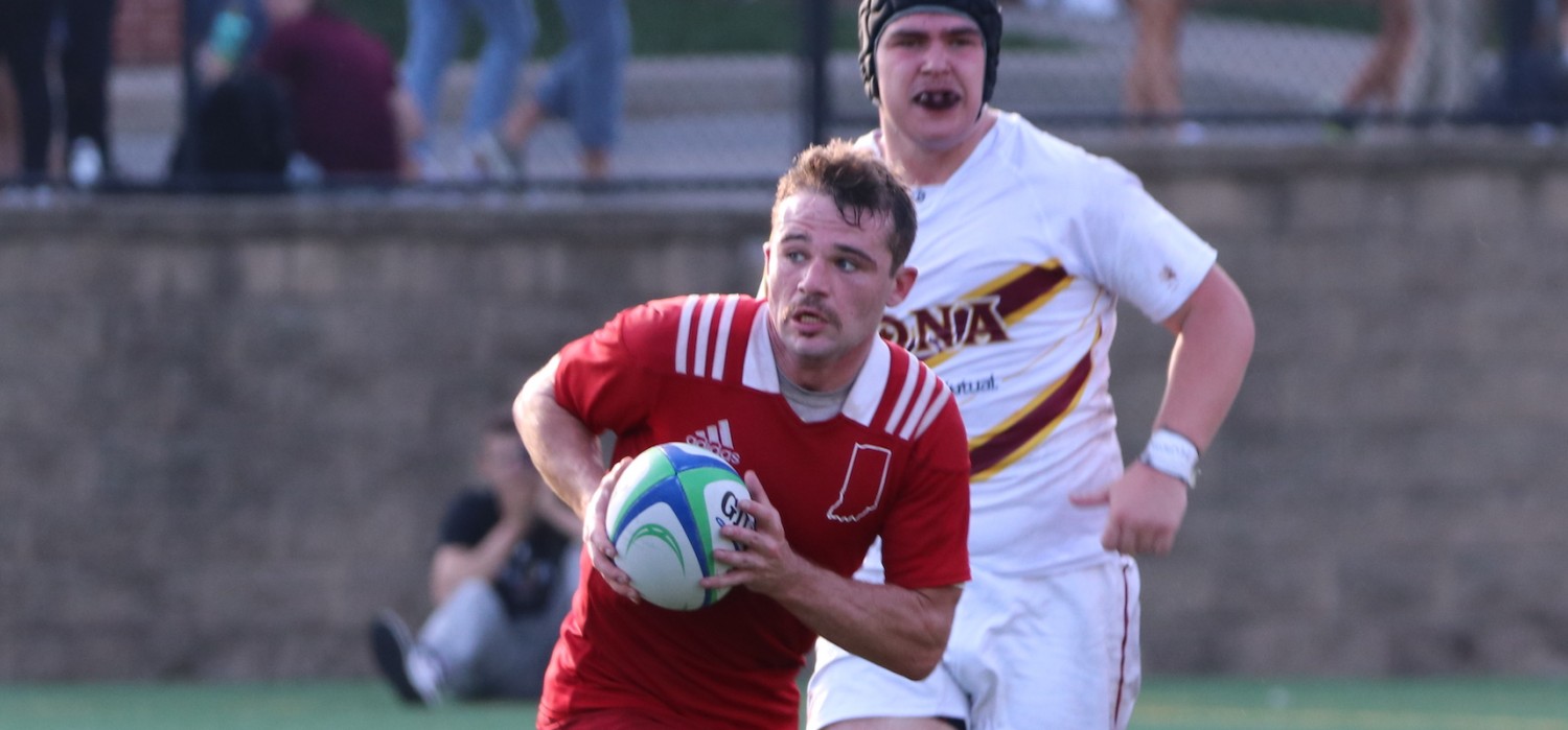 Dan Hughes carries the ball for Indiana vs Iona October 16, 2021. Andy Marsh photo.