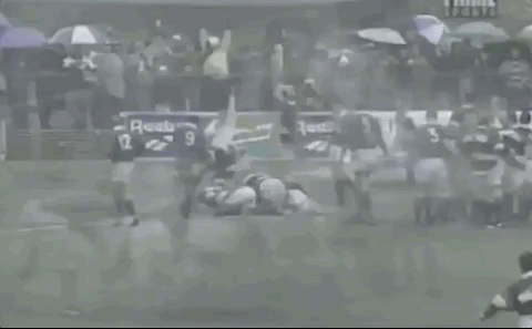 Richard Tardits scores against Ireland in 1996.
