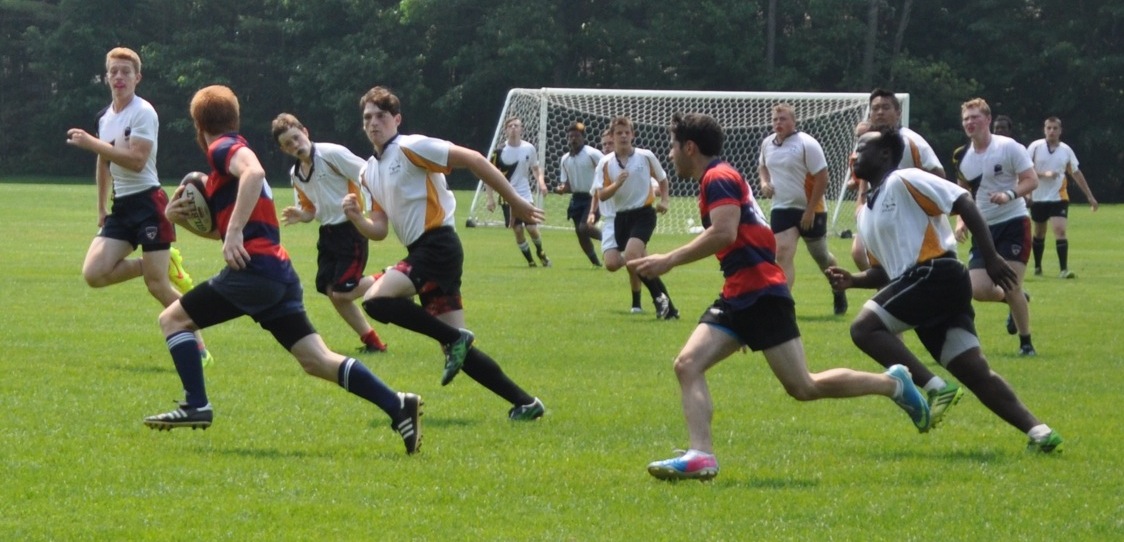 Bowdoin camp boys in a game