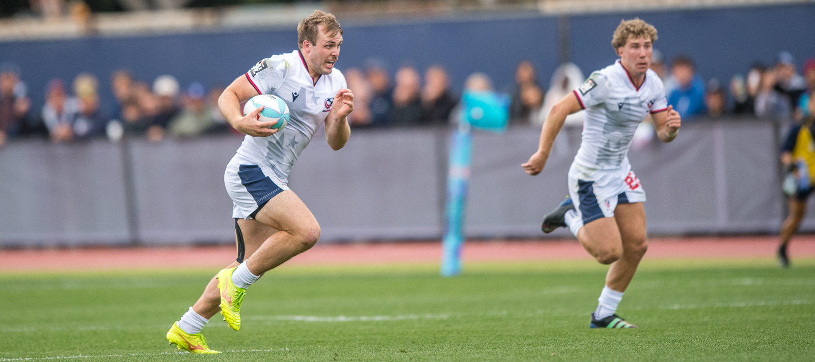 Jack Wendling on the charge with Porter Goodrum in support. David Barpal photo.