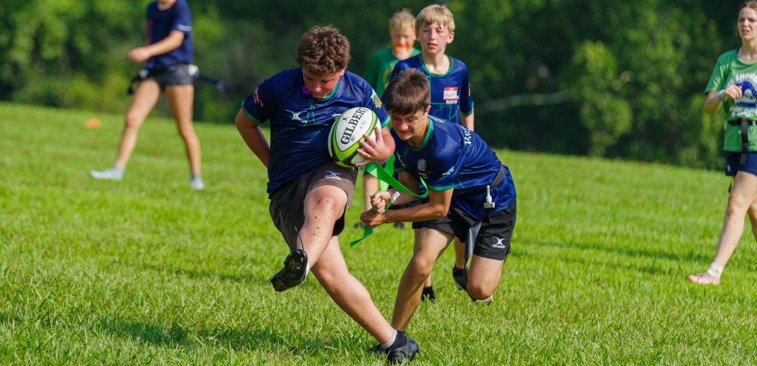 Warhounds kids play flag rugby during the summer.