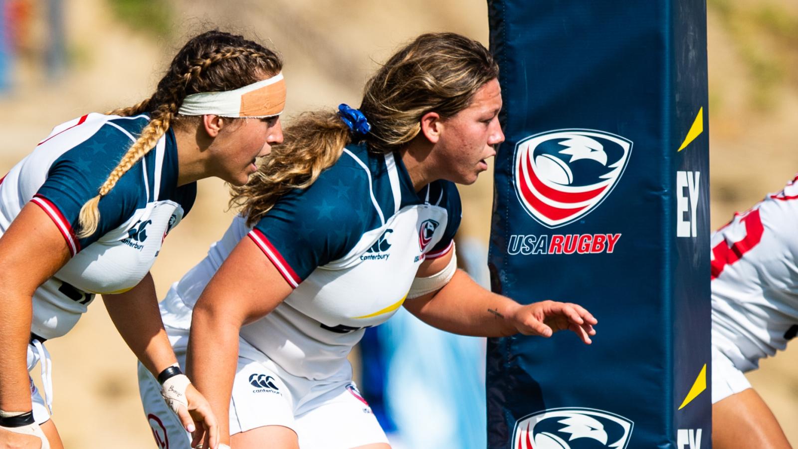 Hope Rogers defending the goalline vs France in 2019. Photo David Barpal.