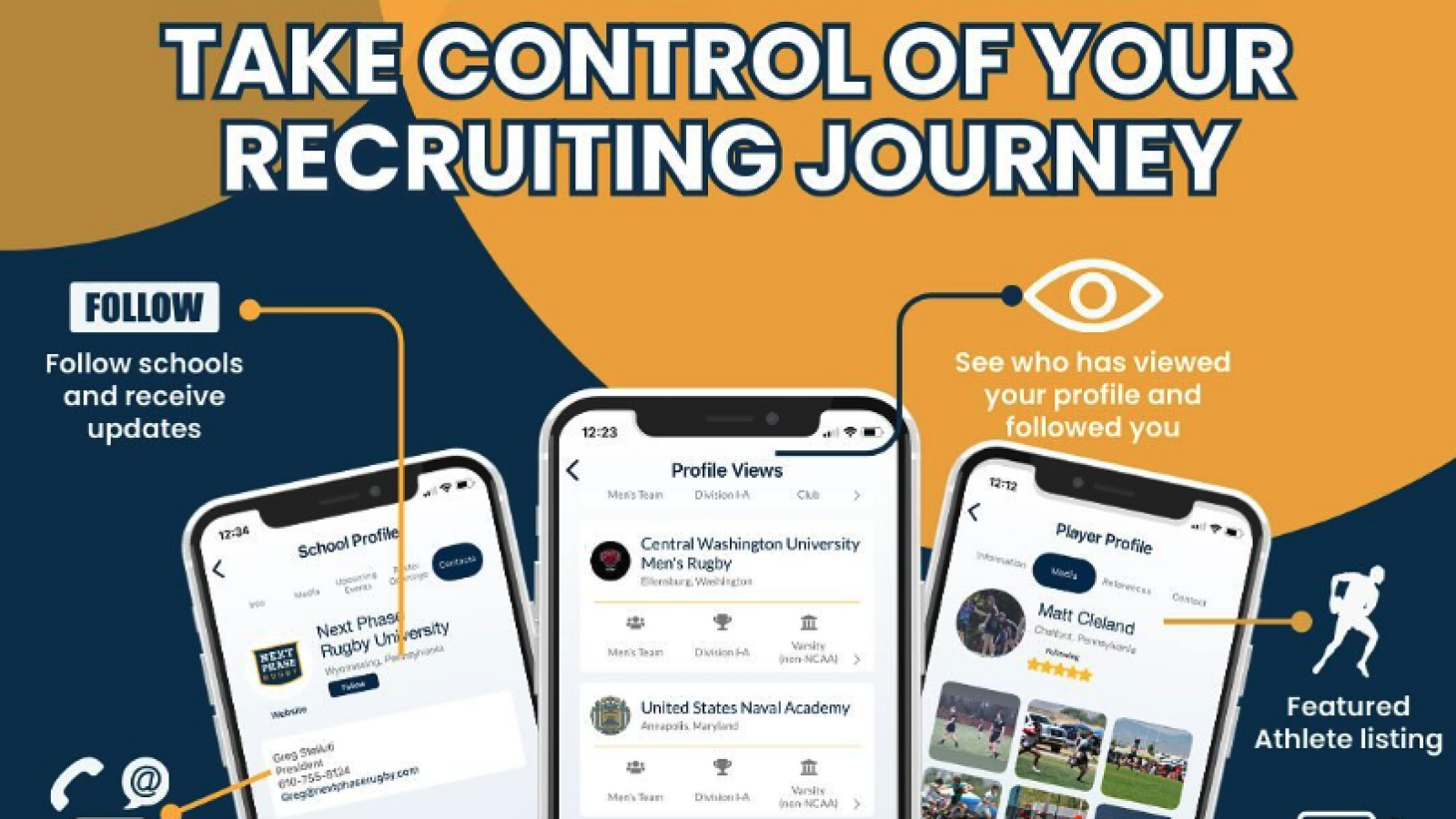 Go to NextPhaseRugby.com to register and get the app and start getting recruited.