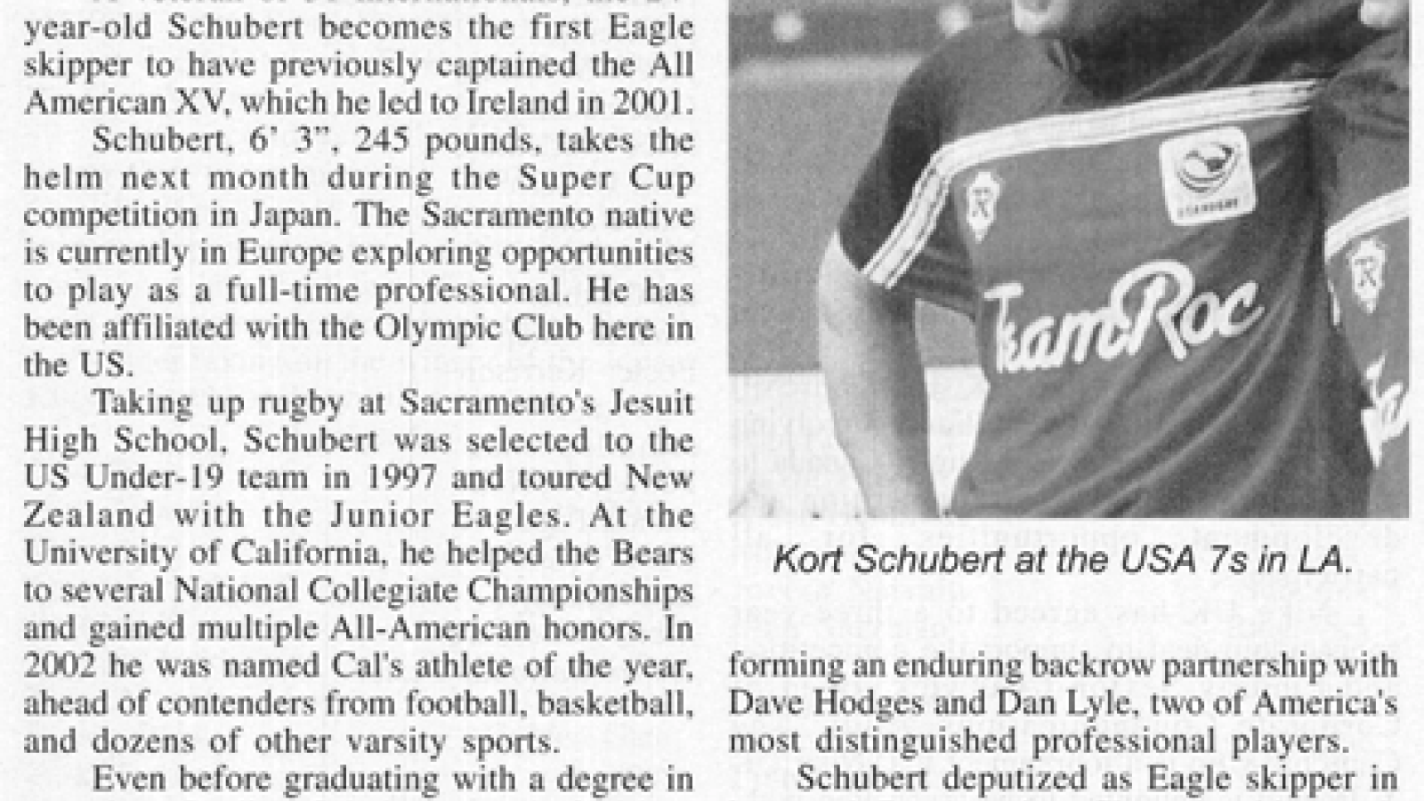 kort schubert made usa captain rugby magazine