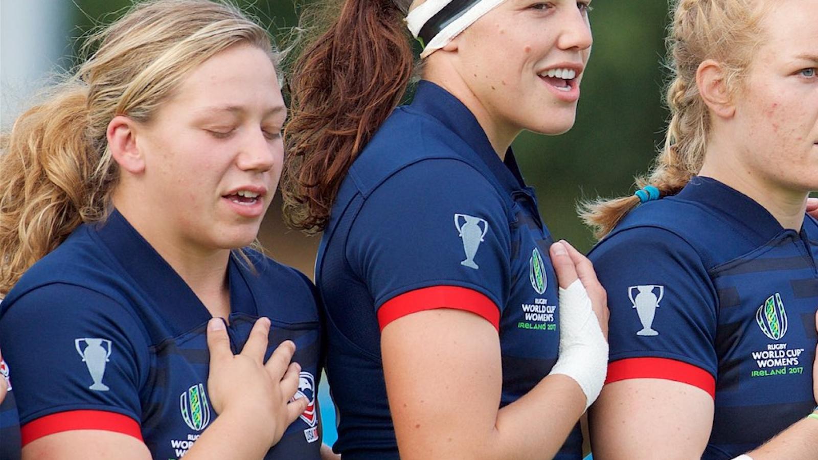 Anthem time at 2017 Rugby World Cup. Photo Ian Muir.