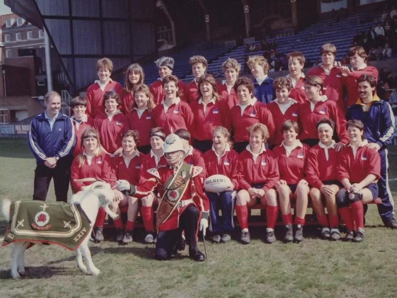 1991 women rugby world cup team with goat
