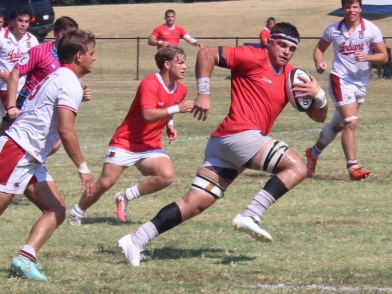 Aaron Van Dyk gets away from the Indiana defense. Photo courtesy @astaterugby.