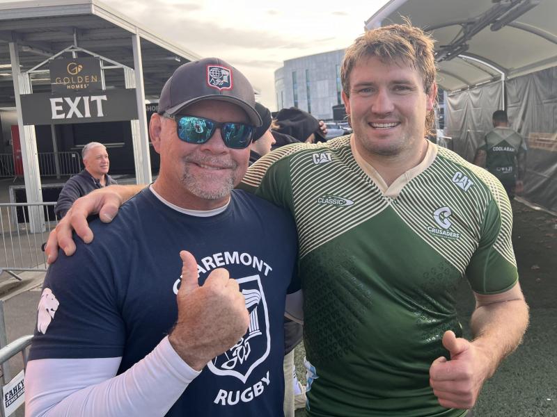 Scott Bracken with Crusaders star Ethan Blackadder.