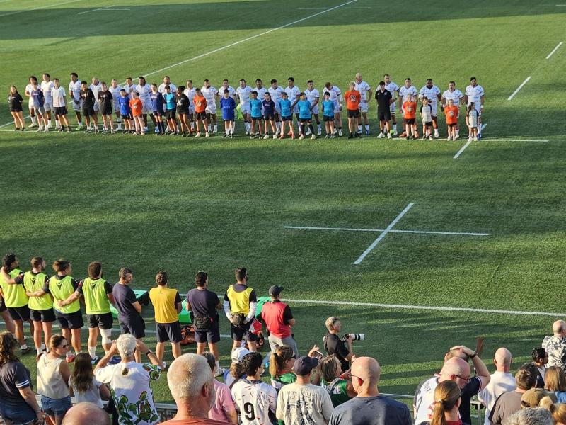 USA players line up for the anthem. Photo Alex Goff.