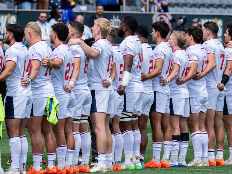 USA lines up for the Anthem against Samoa August, 2025. Anthony Martinez photo.