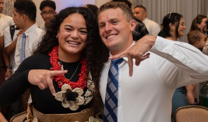 Last year's WAC Award winners, Freda Tafuna and Wyatt Parry at the awards dinner. Photo Emilio Huertas for the WAC.