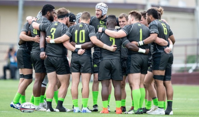 Life University huddles up before the 2018 D1A final. David Barpal photo.