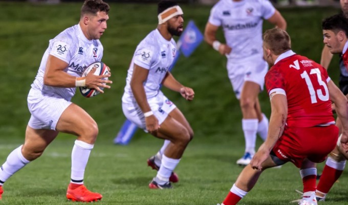 Former Royal Irish and University of Indiana start Bryce Campbell captains the USA against the All Blacks. David Barpal photo.