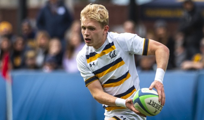 Nate Salter ran the attack at flyhalf for Cal. David Barpal photo.