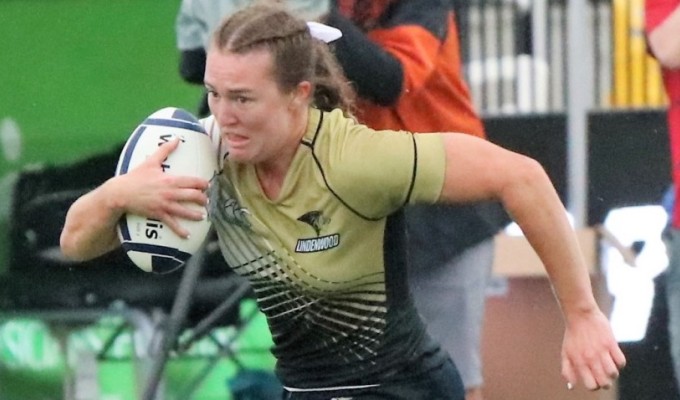 Amy Brice scored a try and had a direct hand in the other five for Lindenwood. Todd Lunow photo.