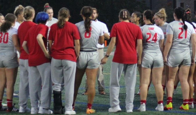 SHU huddles up in 2024. They seemed pretty together in 2025, too. Photo Alex Goff.