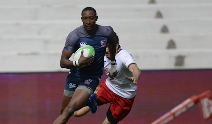 Perry Baker scored three against Spain, but Argentina generally kept him in check. Photo World Rugby.