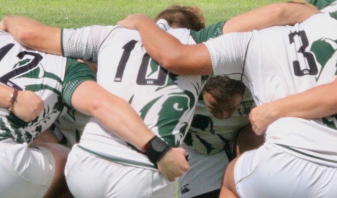 Baylor huddles up in 2018. Jordan Maat photo.