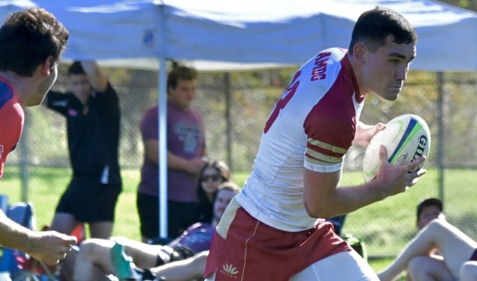 Pat Massman leads the chase for Boston College. Photo @CoolRugbyPhotos.
