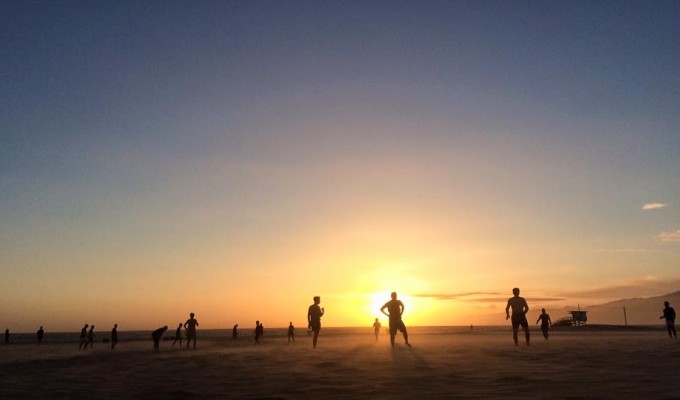 Beach rugby in the sunset. Photo The Rugby Corner.